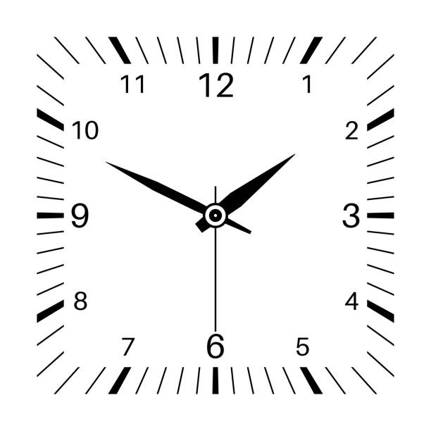 clock. square shaped clock. vector illustration isolated on white background